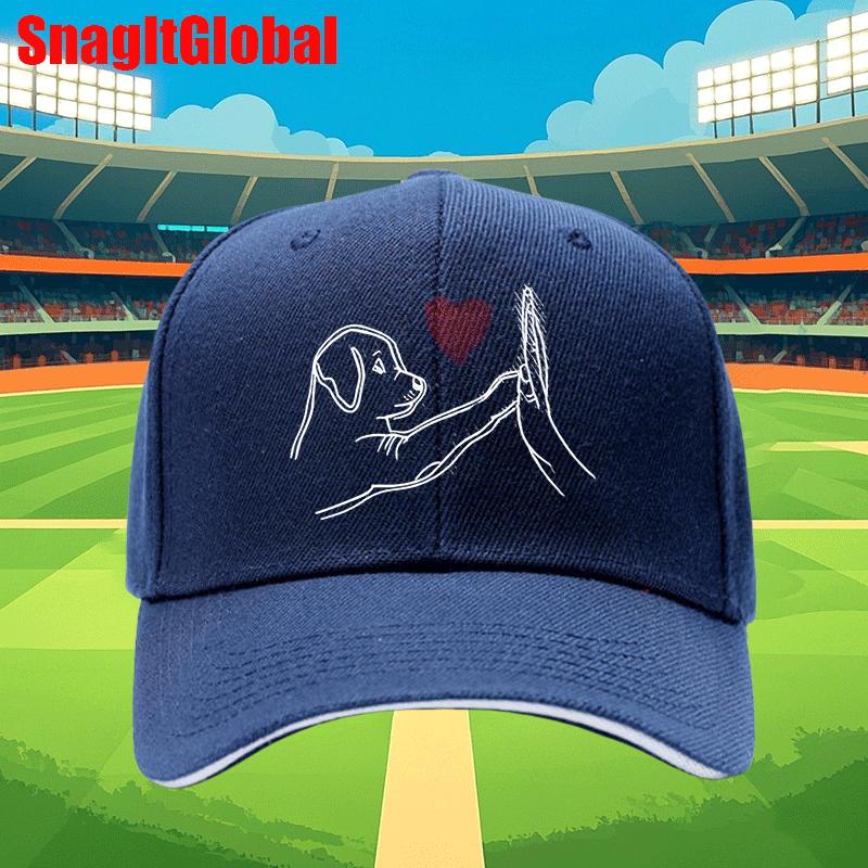 Dog High Five Love Line Art Baseball Cap Polyester Adjustable Outdoor Sports Unisex Cap