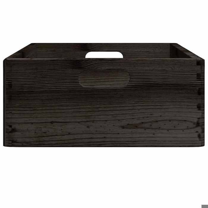 Boîte de rangement - vidaXL - Bois de pin massif - Noir - 40 x 30 x 13 cm - 12 L