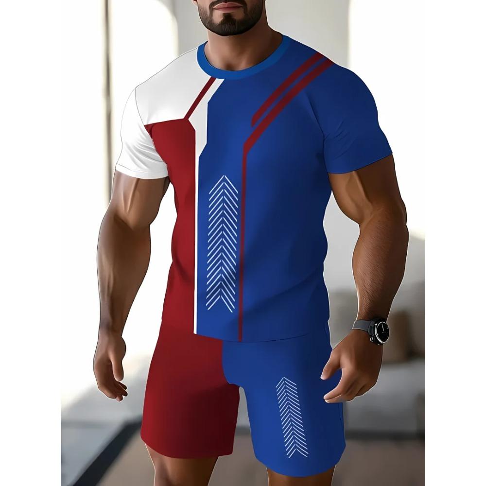 Herren Sommer Buchstabe Graffiti Print Übergroß Zweiteilig Einfach Lässig Streetwear König Druck Strand Anzug Bequem Weich Atmungsaktiv Shorts Sport Set