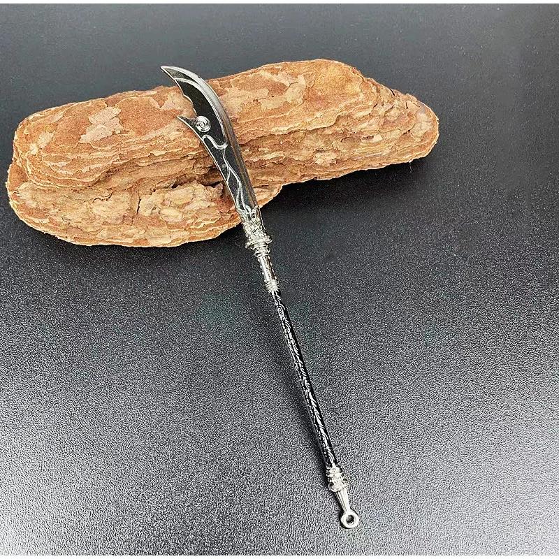 MiniKatana Cosplay Fake Sword Replica, Chinese Swords Prop, Metal Weapon Decoration, Miniature Desk Accessories, Retro Toy Knif