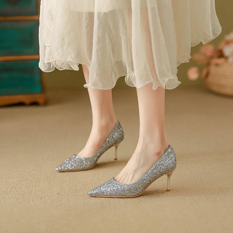 Wedding Shoes Xiuhe Wedding Dress Two Wear Bridal Shoes Leather Comfortable Breathable Not Stuffy Feet Banquet High Heels Women's High Sense