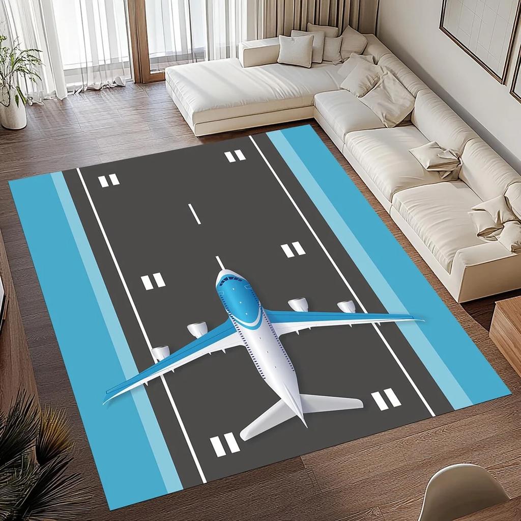 Runway Rug, Airport Decor Mat, Plane Rug, Apron Rug, Kids Room Mat, Boys Room Carpet, Playing Mat, Popular Rug Area Floor Rug