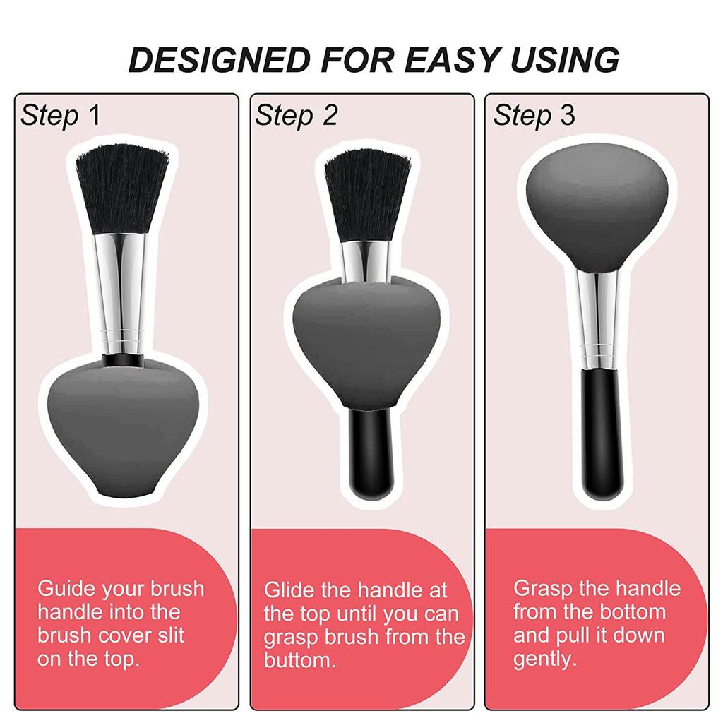 3pcs Makeup Brush Cover Portable Silicone Hrt Shaped Cosmetic Brush Guard for Women Girls