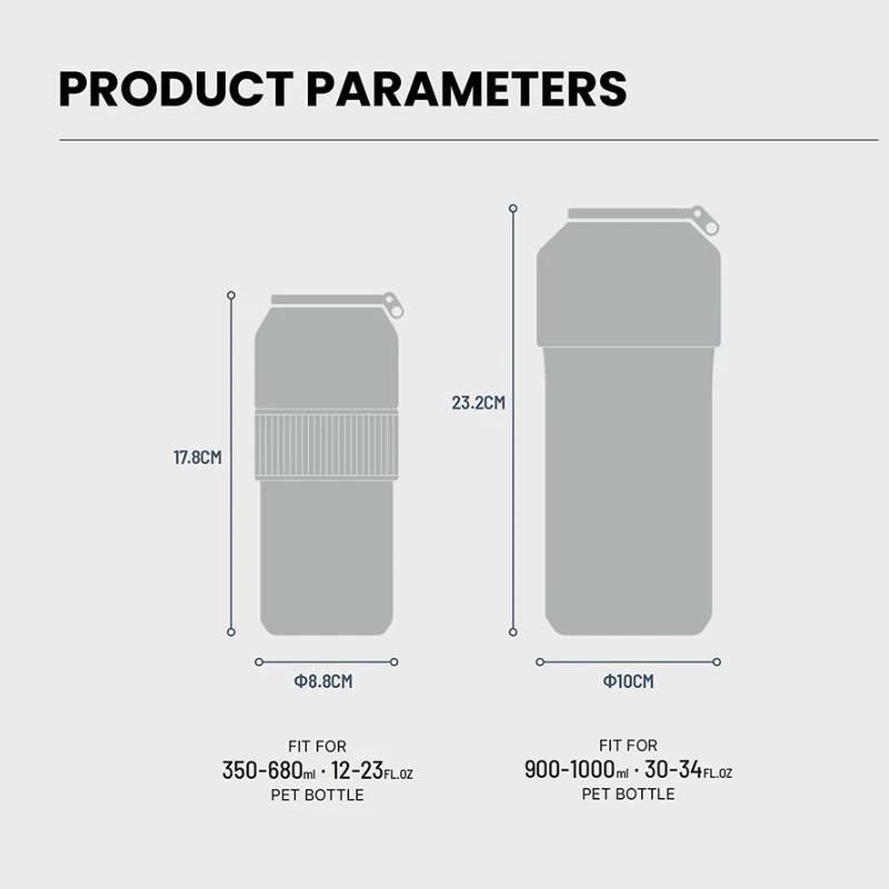 Tyeso Beverage Bottle Insulated Covers Keep Cold Outdoor Sports Bottle 680/1000ML Portable Foldable Handle for Travel Camping