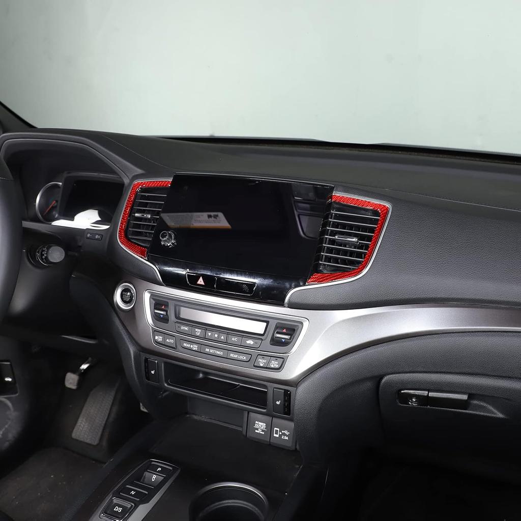 Center Console Air Vent Frame Trim for Honda Pilot 2019-2022/ Ridgeline 2021-2023/ Passport 2019-2023, Carbon Fiber Car Center Consoles Air Condition