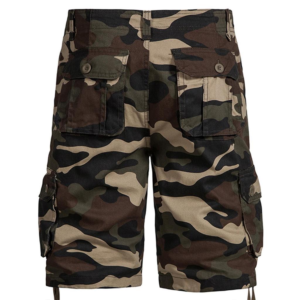 Men's Summer Multi-Pocket Cargo Shorts Men's Casual Fashion Solid Color Loose Cargo Shorts