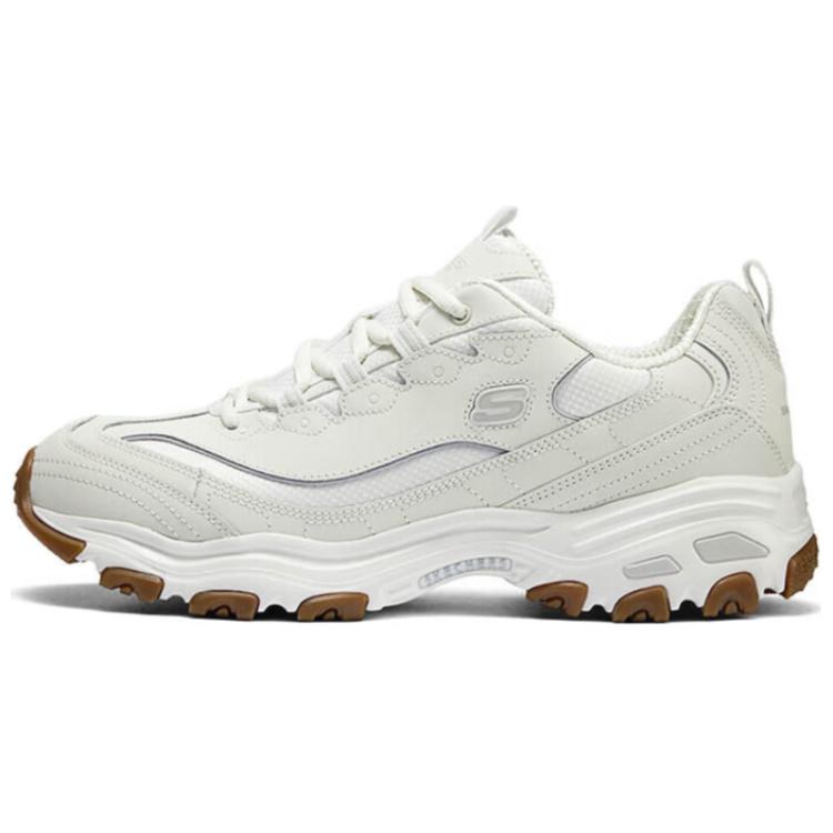 Skechers Men's White Dlites 1.0 Fabric Synthetic Leather Comfortable Shock Absorbing Wear Resistant Height Increasing Low Top Dad Shoes Sneakers 52675-Ofwt Cm