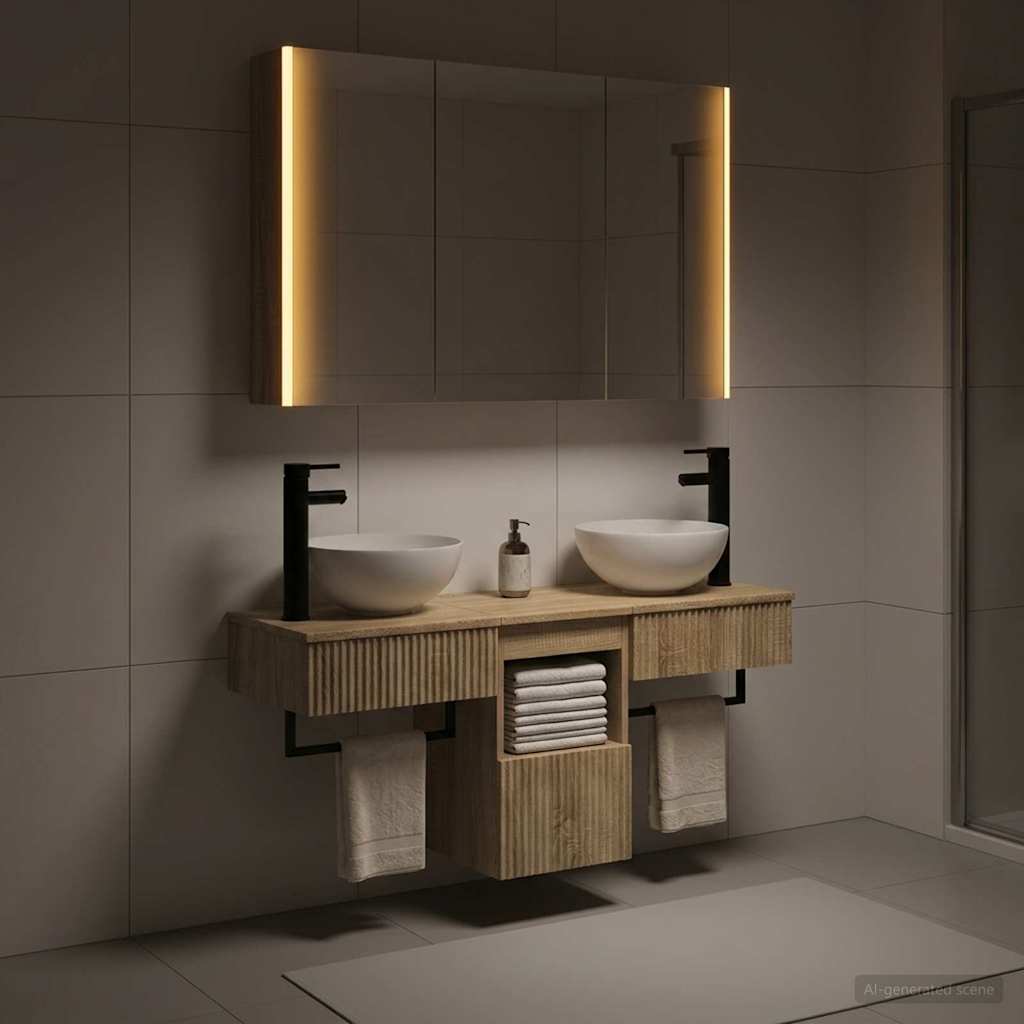 Bathroom Cabinet Set 4 pcs Sonoma Oak 103.5 x 15.5 x 70 cm