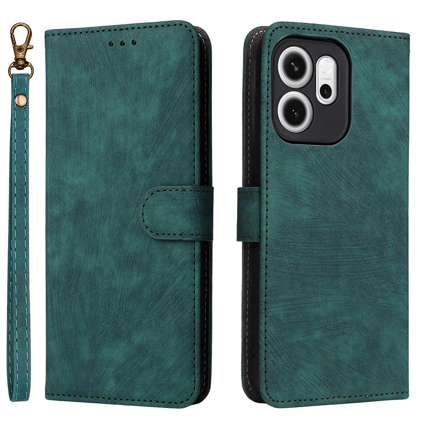 

For Oppo Reno14 F 5G Case Wallet RFID Blocking PU Leather Phone Cover Stand with Strap Green