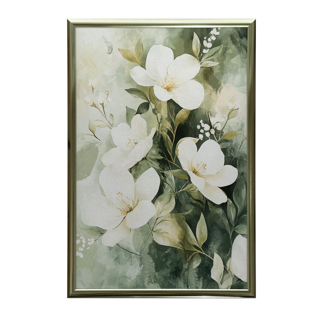 Floral Bouquet On a Green Background Floral Bouquet On a Green Background, 50X70 Cm, Frameless, Premium Canvas On Stretcher