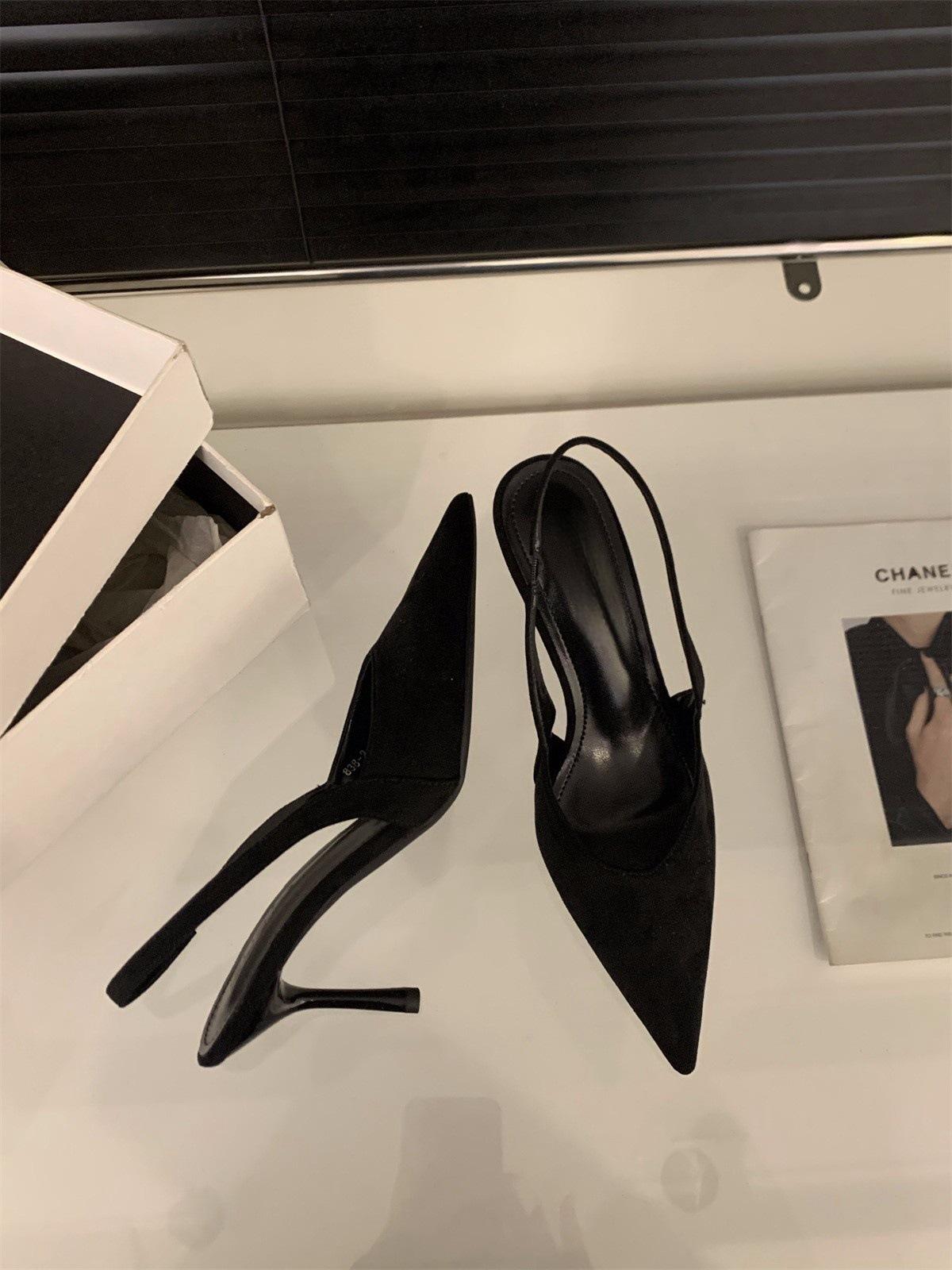 

Нишевые французские туфли на высоком каблуке с леопардовым принтом, сумка, сандалии с головкой, туфельки феи, новинка 2025, весенне-летние замшевые остроносые туфли-лодочки 40 чёрный