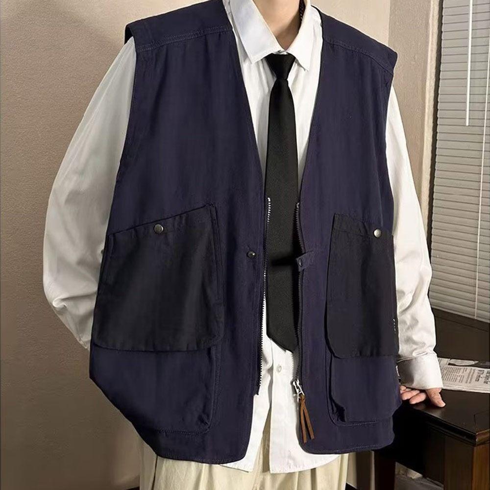 V-Ne Svel Workwear Vest Multi-pocket Sleeveless Jacket Trendy Vest Women