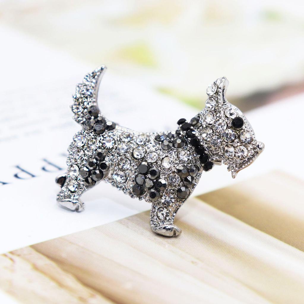 Fashion Women Men Crystal Dog Brooches Pins Trendy Rhinestone Vintage Animal Badges Accessories Clothes Coat Brooch Pin Gift
