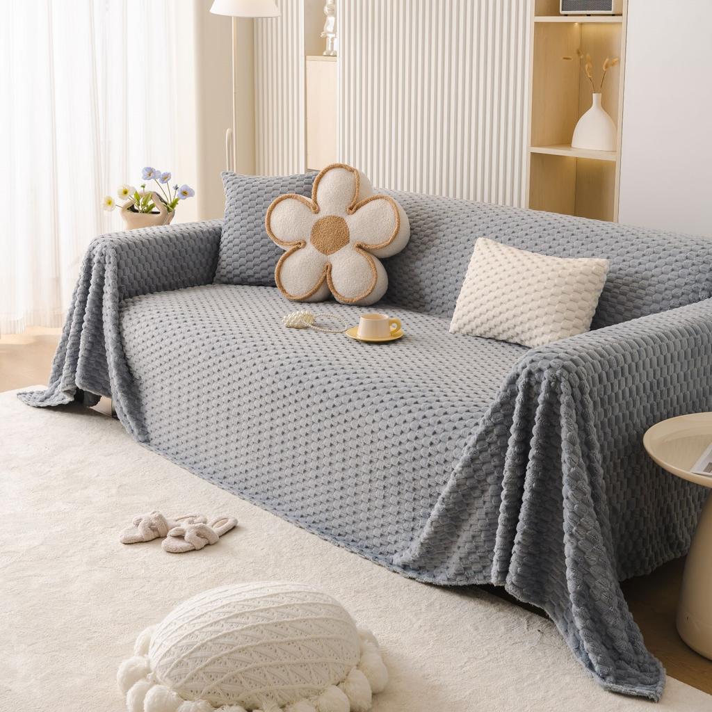 Winter Honeycomb Velvet Sofa Cover Four Seasons Universal Pure Color Full Cover Towel Sofa Cushion All Package Universal Towel