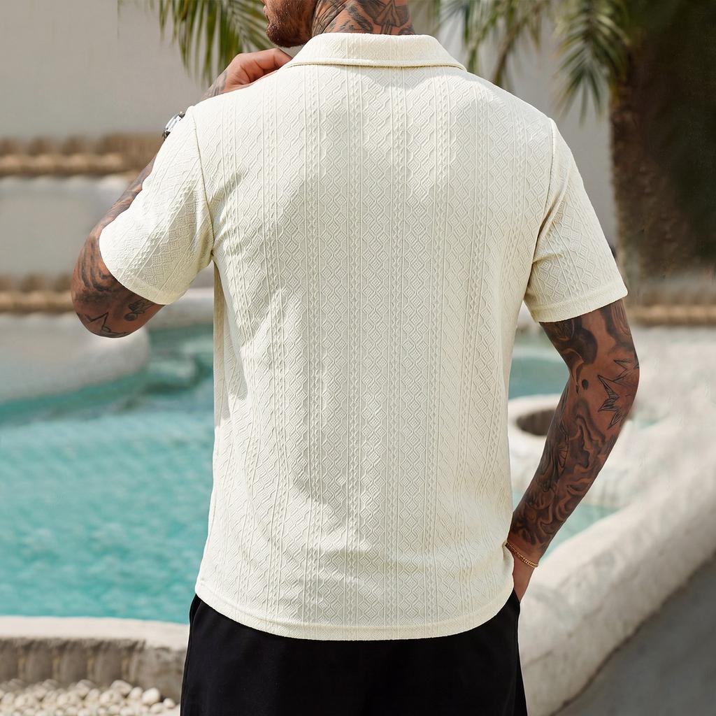 Men's Polo Shirt Short Sleeve Classic Fit Knit Collared Top Casual Comfortable Pullover
