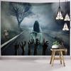 Dark Halloween Horror Tapestry Scared of Zombies Wall Hanging Witch Mysterious Woman  Home Decor Holiday Backdrop