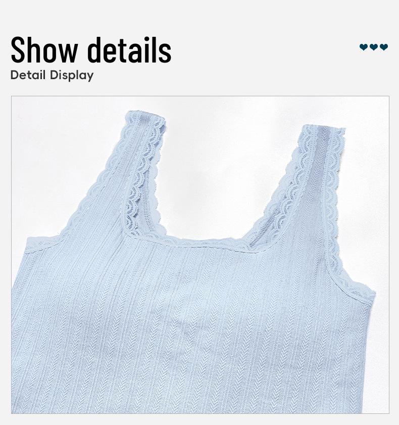 Women's White Lace Camisole with Chest Pads - Slim Fit Yoga Tank with Built-in Bra