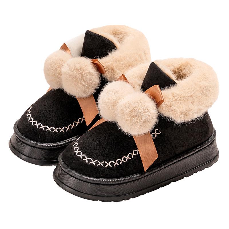 Fleece Cotton Slippers Autumn and Winter Home Indoor Cute Versatile Bag Heel Cotton Shoes Wear Soft-soled Warm Snow Boots
