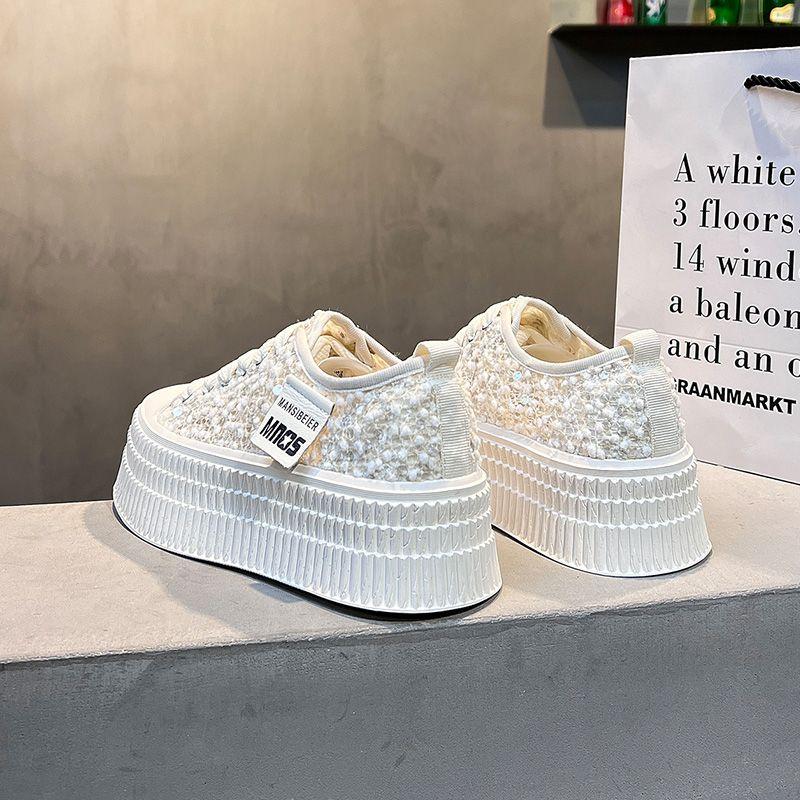 Clearing Air Mesh White Shoes Shiny Sequined Women Casual Thick-Soled Flats Shoes Female Casual Sneaker Sports Canvas Shoes