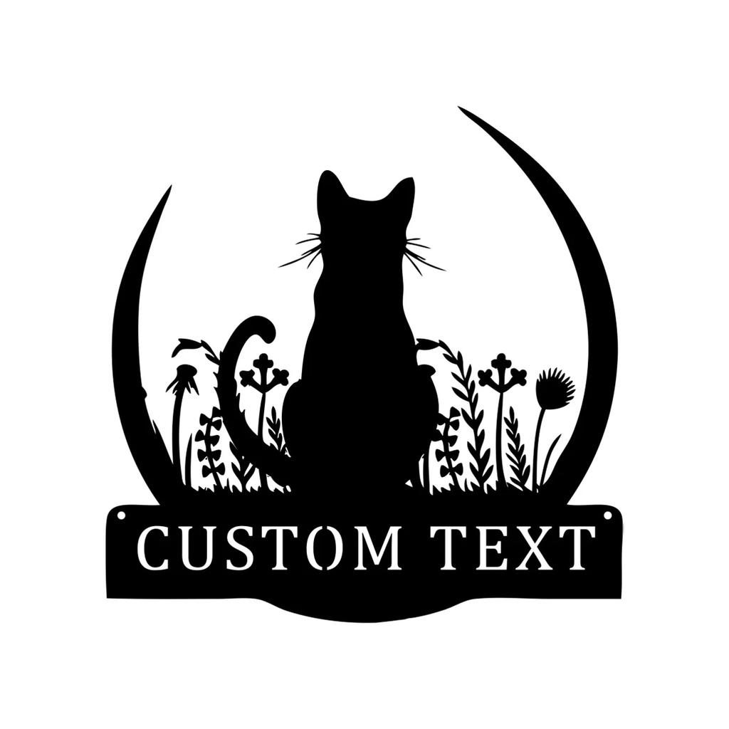 Retro Metal Sign Wall Decor Vintage Flower Moon Cat Gift for Pet Lovers