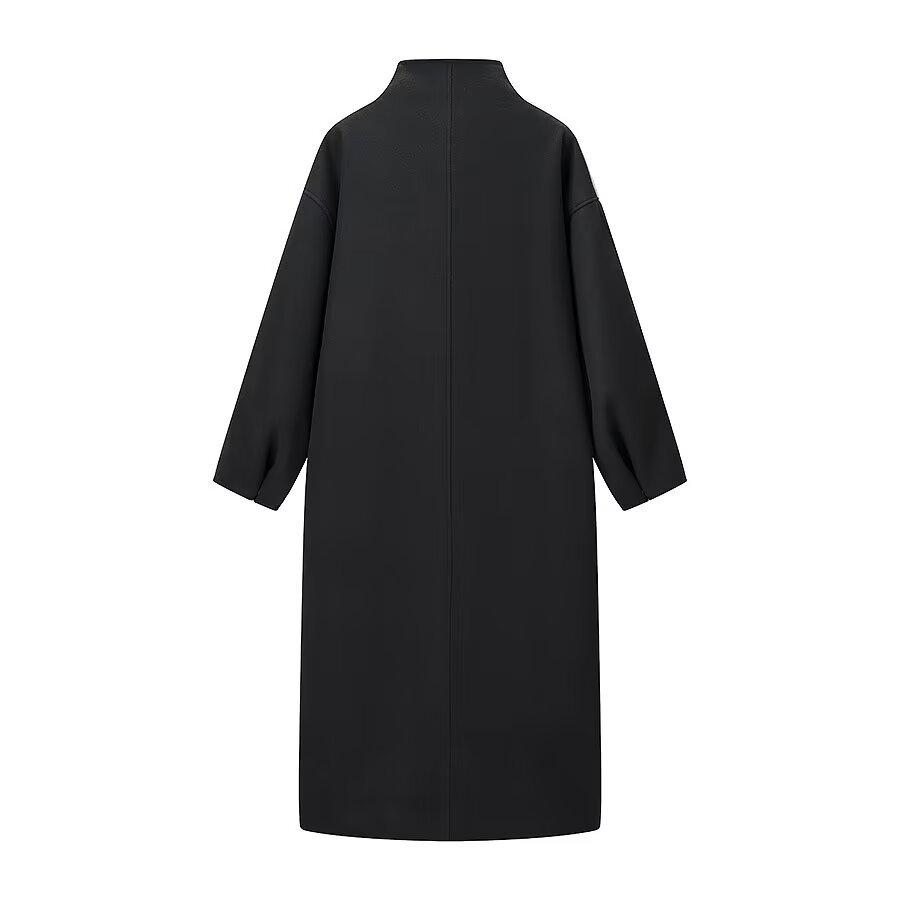 2025 Trending Women's Long Woolen Commuter Overcoat with Single Hidden Button