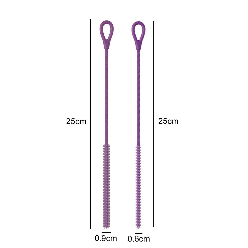 2Pcs Silicone Straw Cleaner Brush Straw Cleaning Brush Soft Bottle Brush for Cleaning Metal Plastic Glass Straws