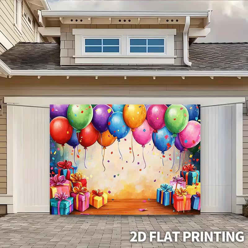 2D Vibrant Party Balloon Confetti Backdrop Photography Background Banner
