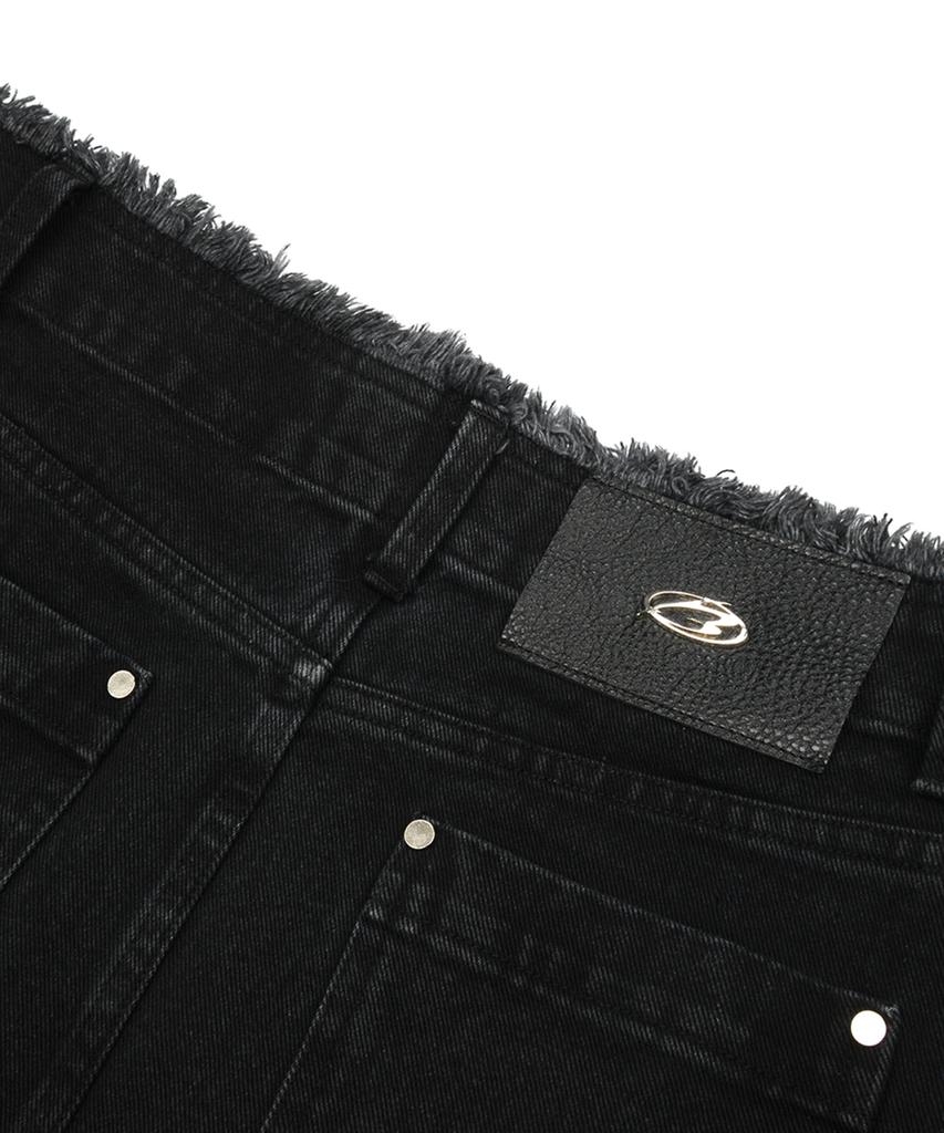 More Than Black Cut Off Denim Skirt