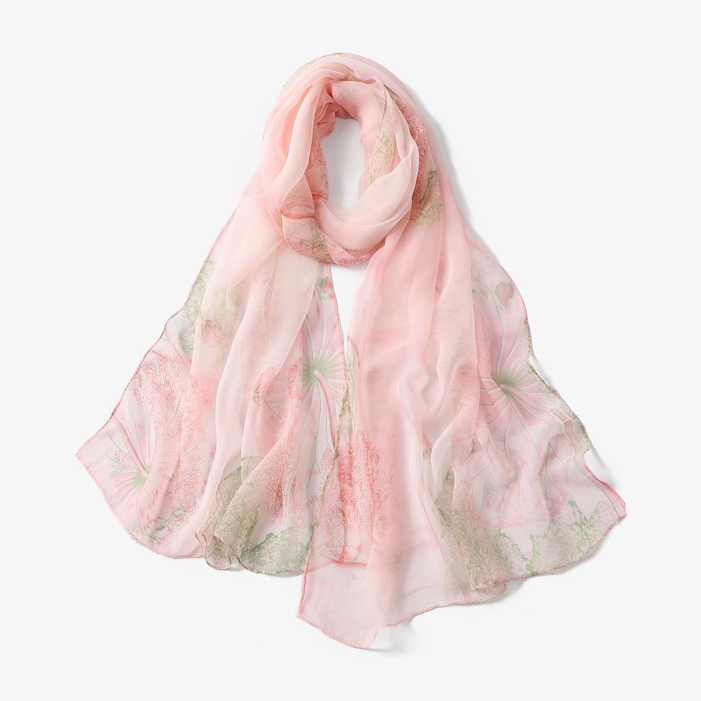 New Beauty Floral Printed Georgette Hijab For Women Thin Soft Scarf Shawl Wrap Middle East Summer Beach Sunscreen Thin Headscarf