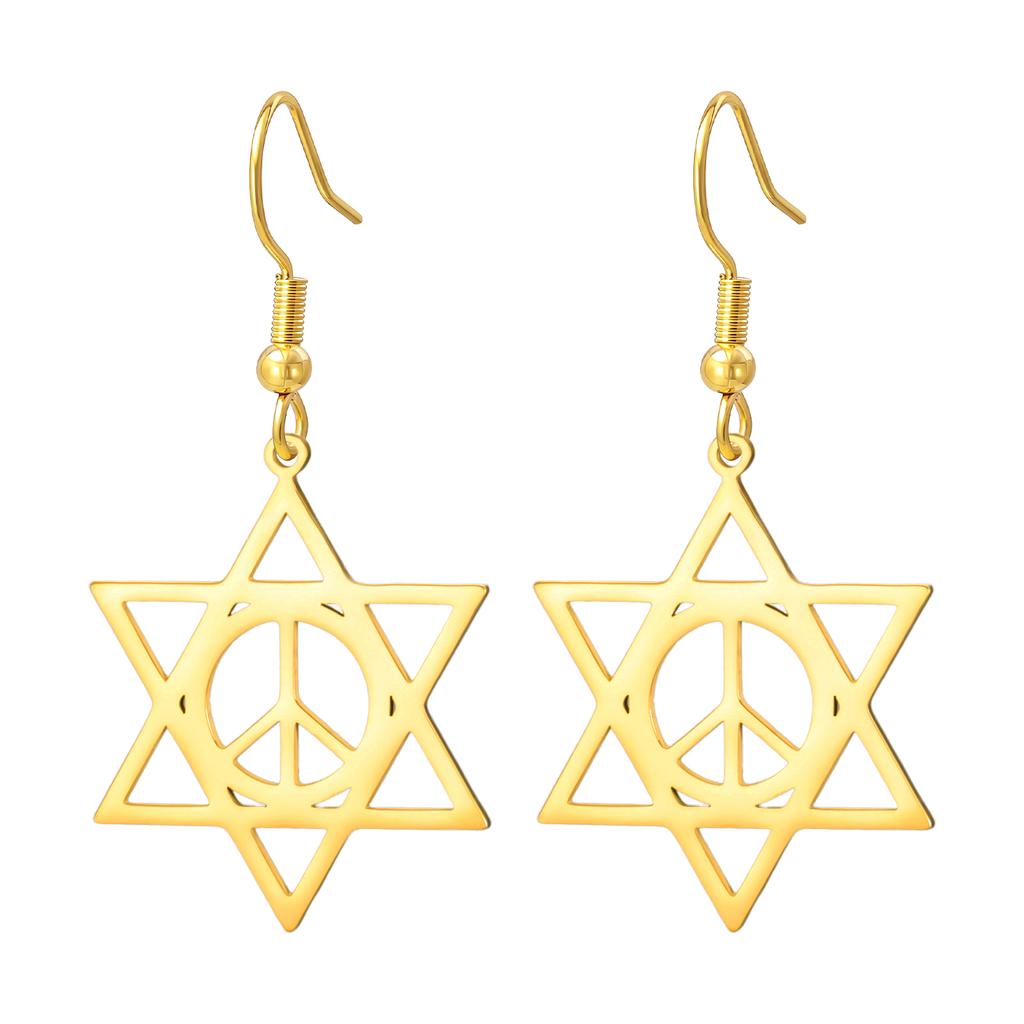 LIKGREAT Star of David Earrings Peace Symbol Drop Earring Vintage Stainless Steel Jewelry Je Amulet Gift