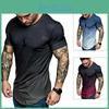 T-shirt Dégradé Manches Courtes Ajusté Décontracté Homme Été Chaud Muscle Gym
