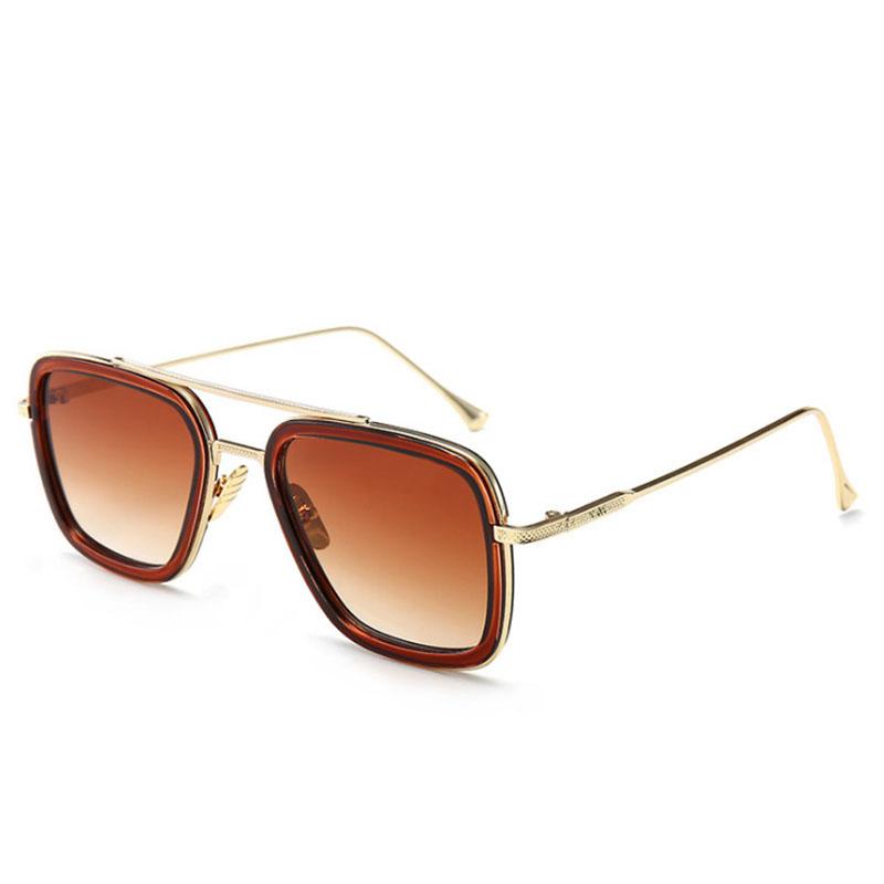 New Mens Metal Square Sunglasses Fashion Mens UV Resistant Sun Glasses Classics Vintage Male Eyewear Fit UV400 Oculos De Sol