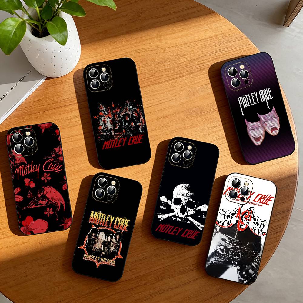 Retro Motley crue Phone Case For iPhone 17, 16,15,14,13,12,11 Plus,Pro Max, Others Soft Black Cover