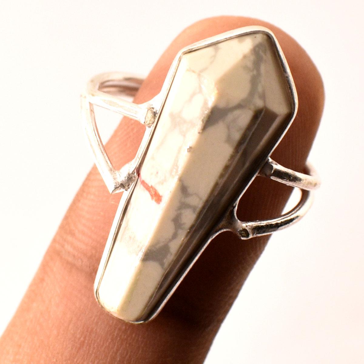 

Howlite Gemstone Ring Handmade Antique Design Fashion Gift Jewelry 6 V1I88