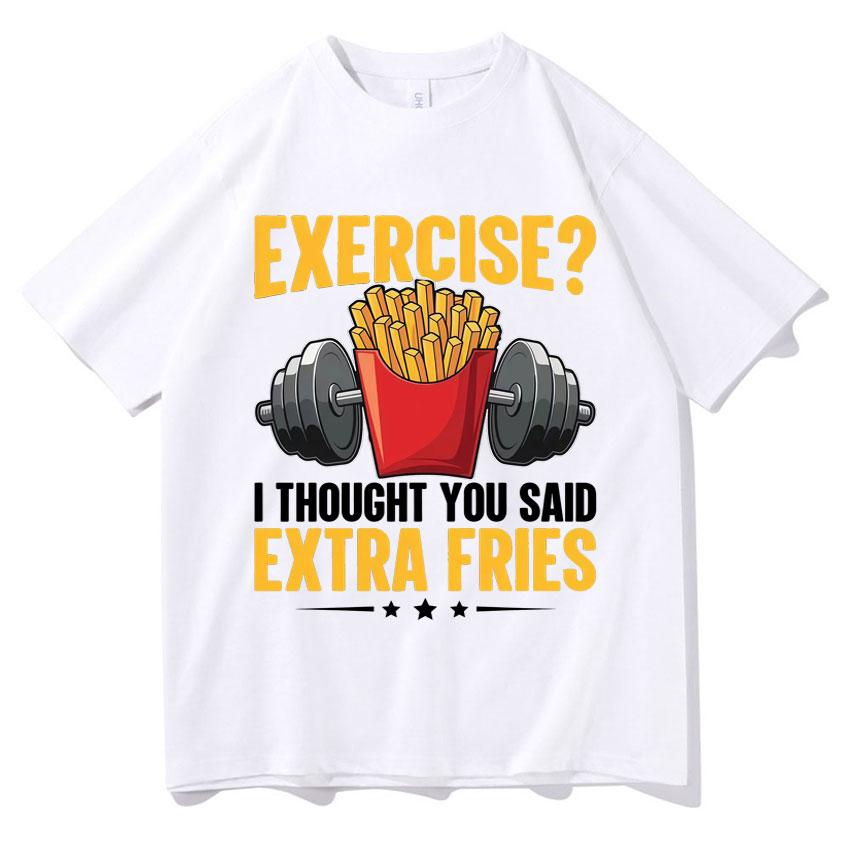 Fun Sports, I Want Gym T-shirts for Exercise, Humorous Fitness, High-quality Clothing, Summer Printed 100% Pure Cotton T-shirts