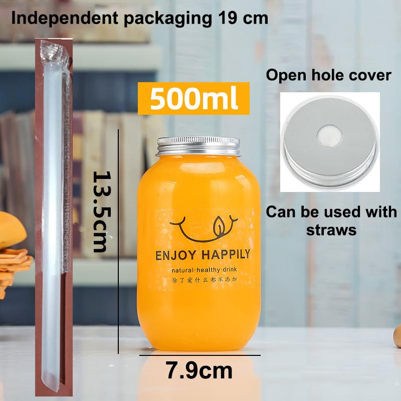 500ml Portable Fruit Juice Cold Brewed Tea Bottle Transparent Plastic Beverage Bottle Disposable Milk Tea Bottle
