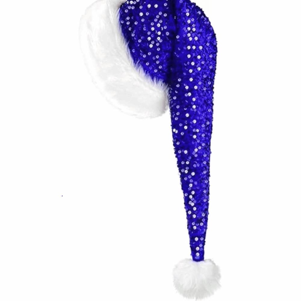 Long Sequin Christmas Hat Solid Color Santa Claus Hat Fashion Xmas Cap  New Year