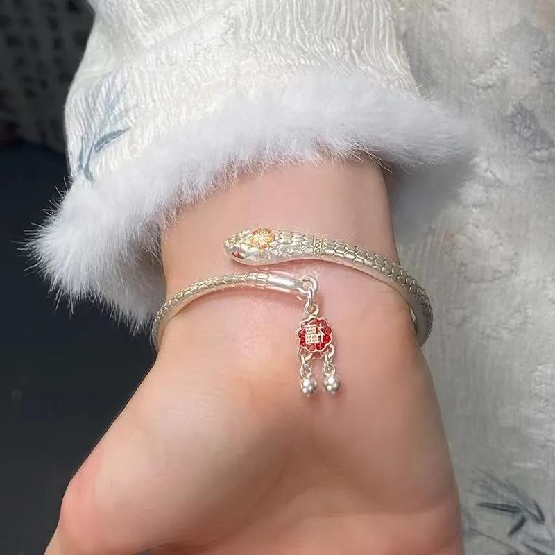 Snake Bracelet Enamel Peach Blossom Ten Miles Snake Open Bracelet