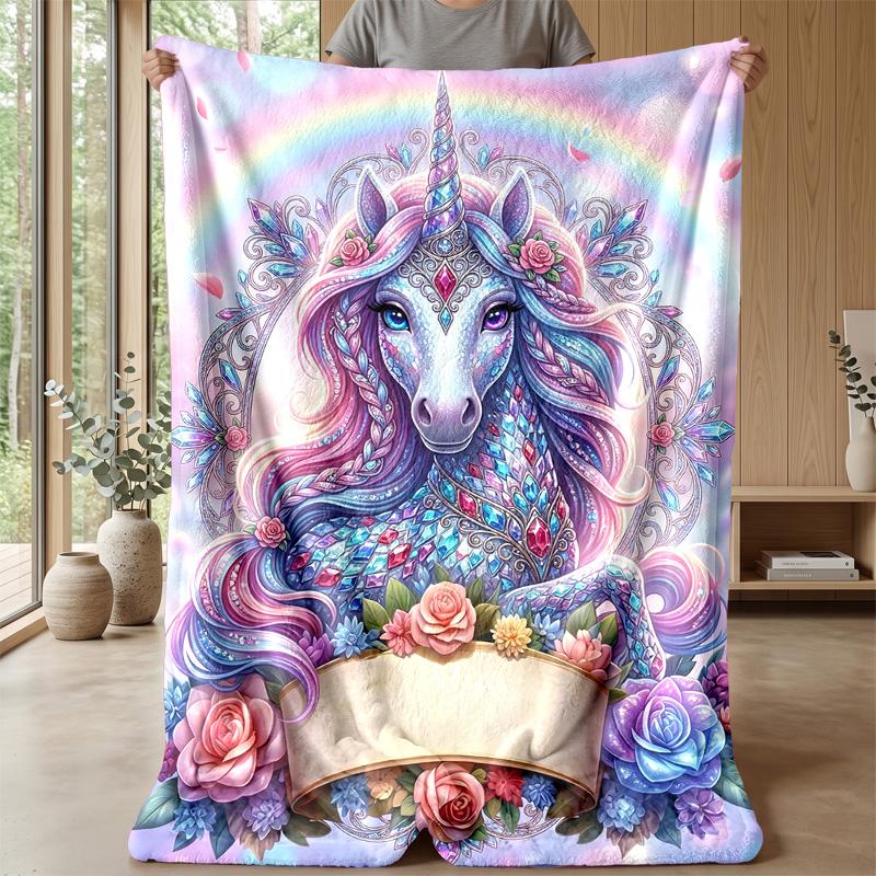 Fantasy Sea Unicorn Theme blanket Lightweight Warm Flannel Blanket Decorative Throw Blanket for Home Decoration