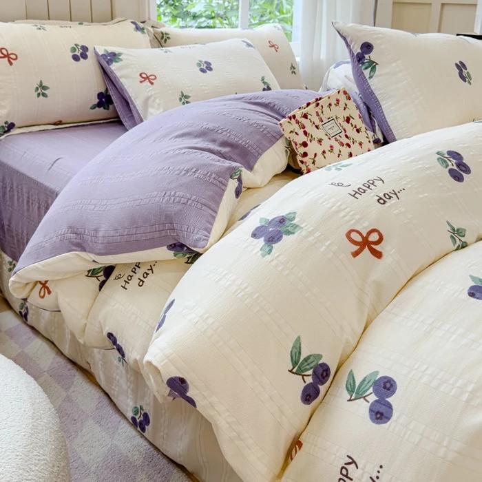 

Class A super soft jacquard cloud yarn cotton four-piece set, bed sheet, bed hat, quilt cover, student dormitory bed 1.8m sheet 4pcs