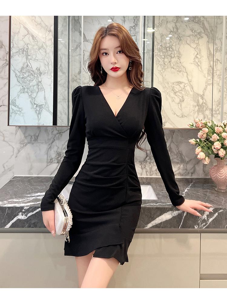 Sexy bottoming hip skirt New women's clothing Celebrity temperament Muse fan v-neck slim dress