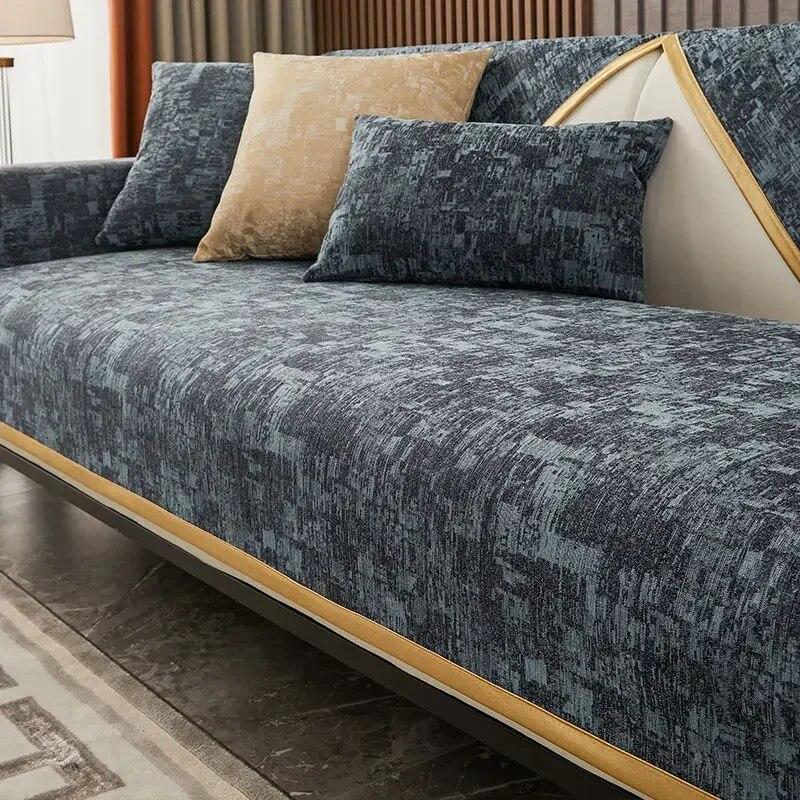 Chenille Light Luxury Sofa Cushion Seasonal Universal Fabric Dustproof Cloth Simple Modern Anti Slip Cushion Backrest Armrest