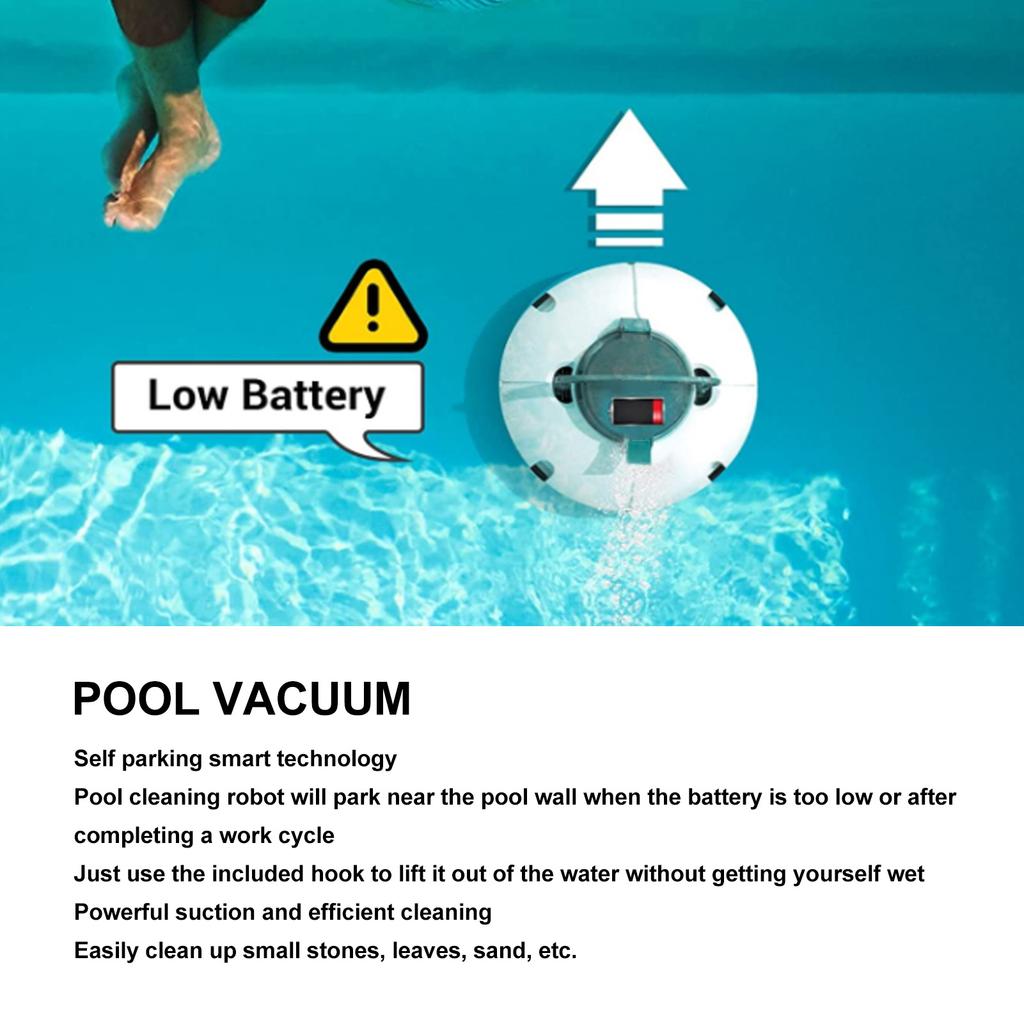 Smart Cordless Robotic Pool Cleaner IPX8 Automatic Pool Vacuum Cleaner with Self Parking Function US 100-240V