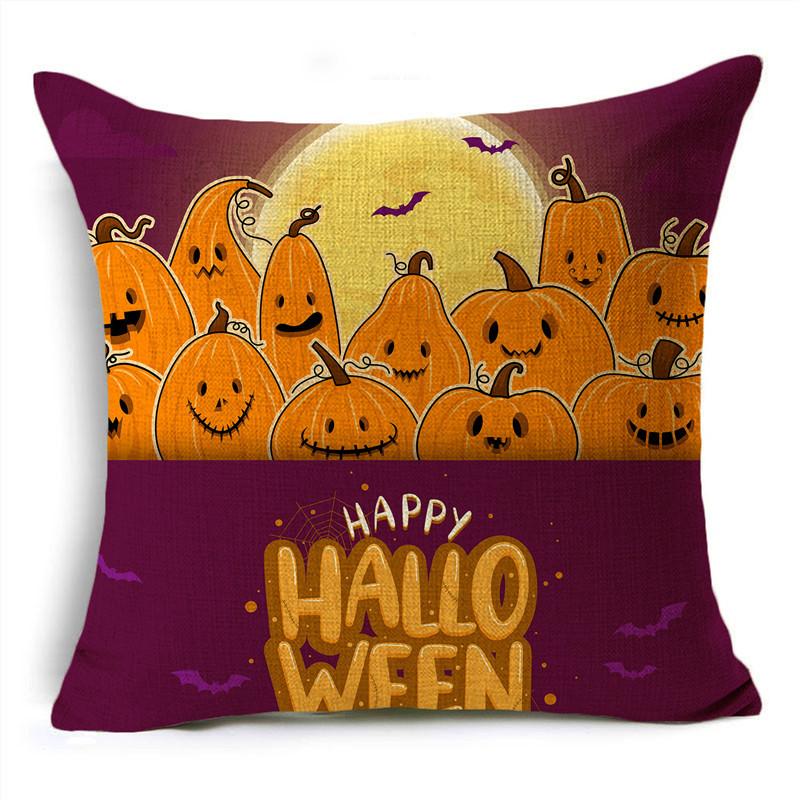 Fashion Happy Halloween Cartoon Patterns Pumpkin Ghost Linen Throw Pillowcase Decorative Cushion Cover For Sofa Livingroom Party