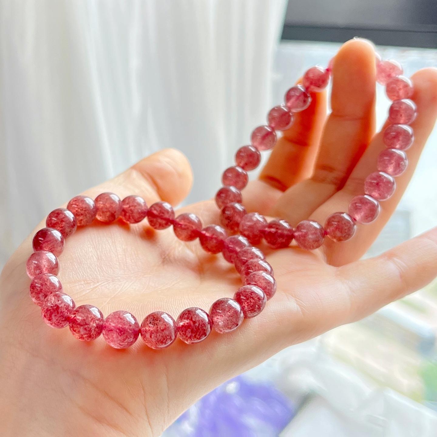 8Mm Basic High-Quality Natural Strawberry Crystal Bracelet Bracelet.