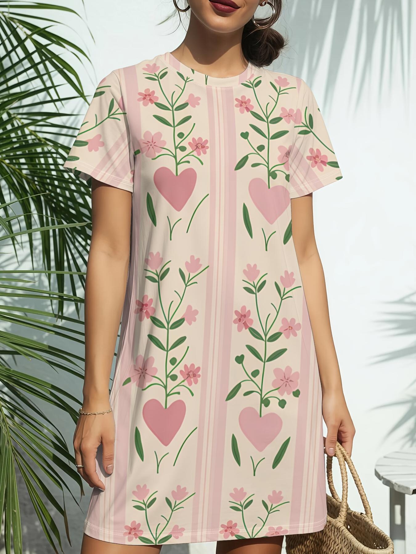 

Women s Hearts ; Stripes T-Shirt Dress - Short Sleeve Crew Neck Short Dress with -Line Base Suitable for Daily Wear. Birthdays ; Gifts Spring Summer XS дубильная кора