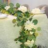 Artificial Eucalyptus Garland with Flowers Faux Floral Greenery Garland for Wedding Table Centerpiece Party Ceremony Backdrop Arch Decor