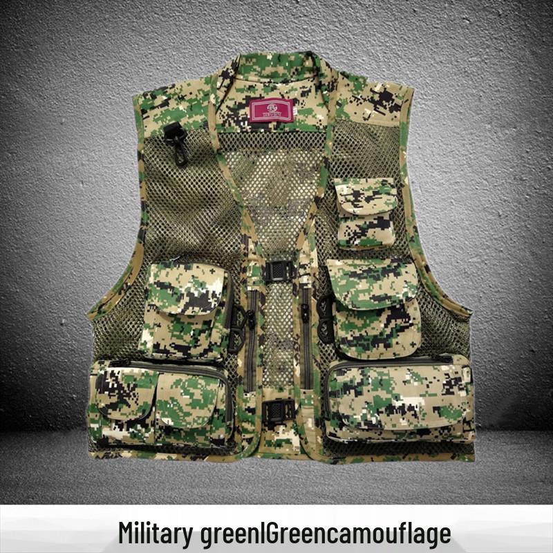 Men's Breathable Multi-Pocket Workwear Vest - Customizable Logo for Outdoor Volunteers