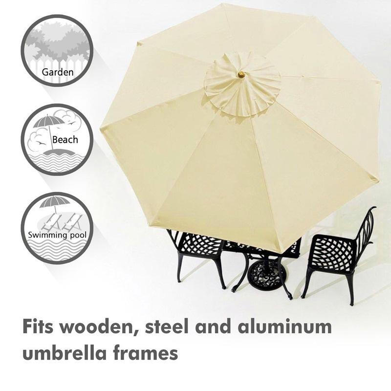 Top Quality 3m Diameter 8 Ribs Umbrella Canopy Replacement Patio Top Cover for Market Outdoor Beach Yard Patio Umbrella