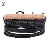 4Pcs/Set Vintage Men Mixed Style Braided Faux Leather Beaded Bracelet Bangle